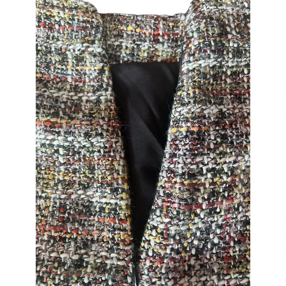 Loft Tweed‎ Pocket Skirt Multicolor Skirt Faux Pockets Lined Zip Size 10